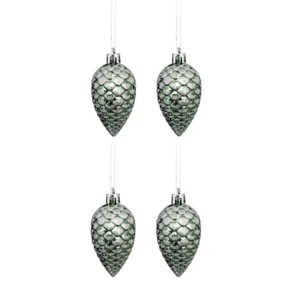 ATMOSPHERA Lot de 4 Sujets de Noël  Pommes de Pin  7cm Vert