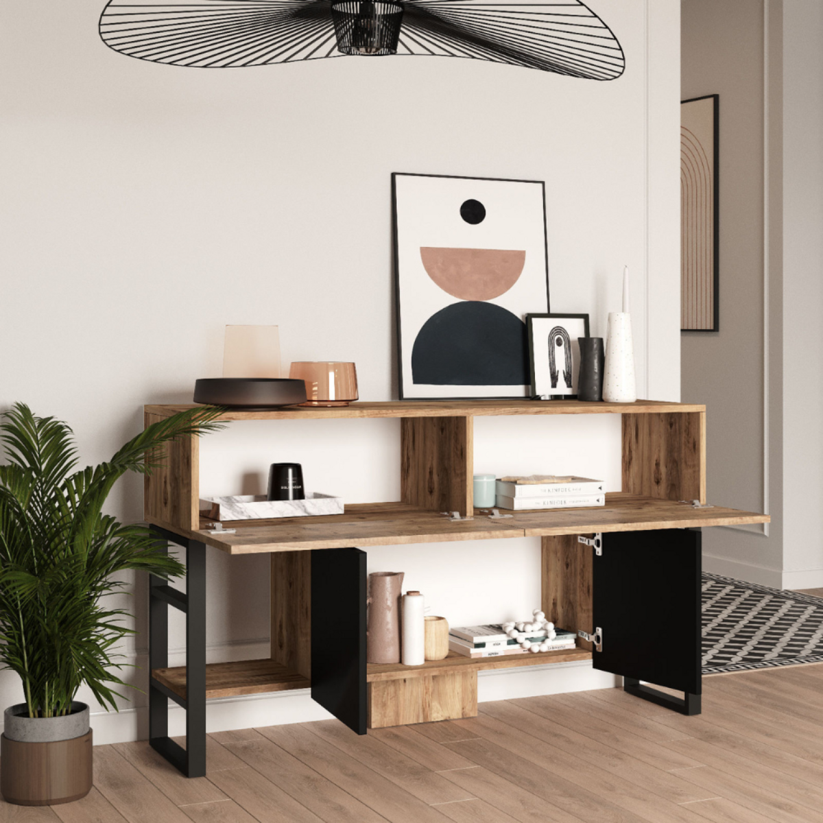 CONCEPT USINE Console avec rangements style industriel TARI