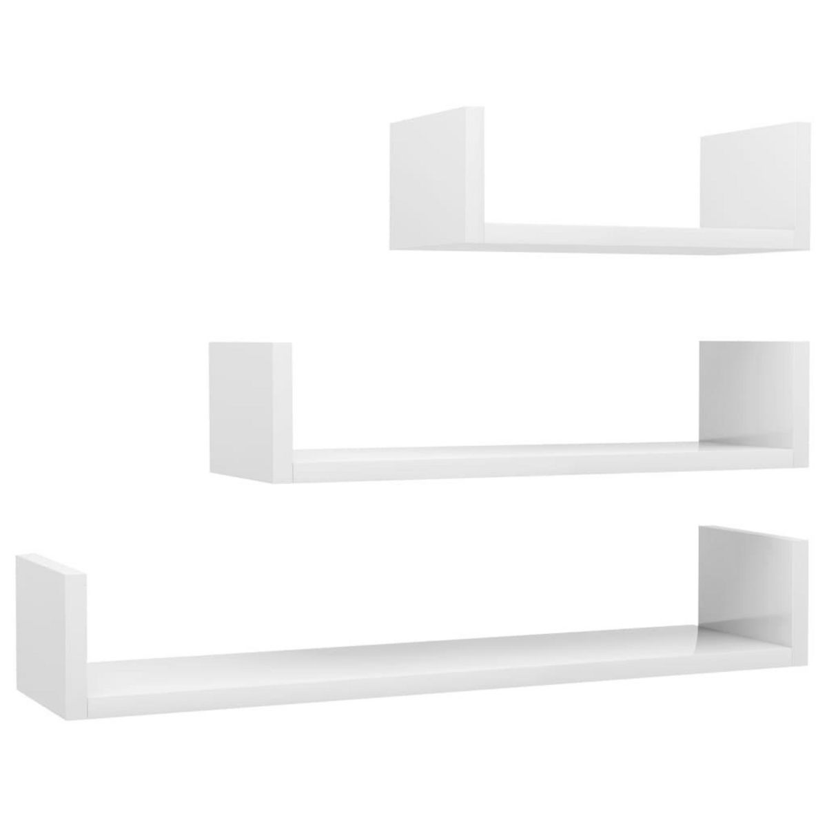 VIDAXL Etageres murales 3 pcs Blanc brillant Bois d'ingenierie