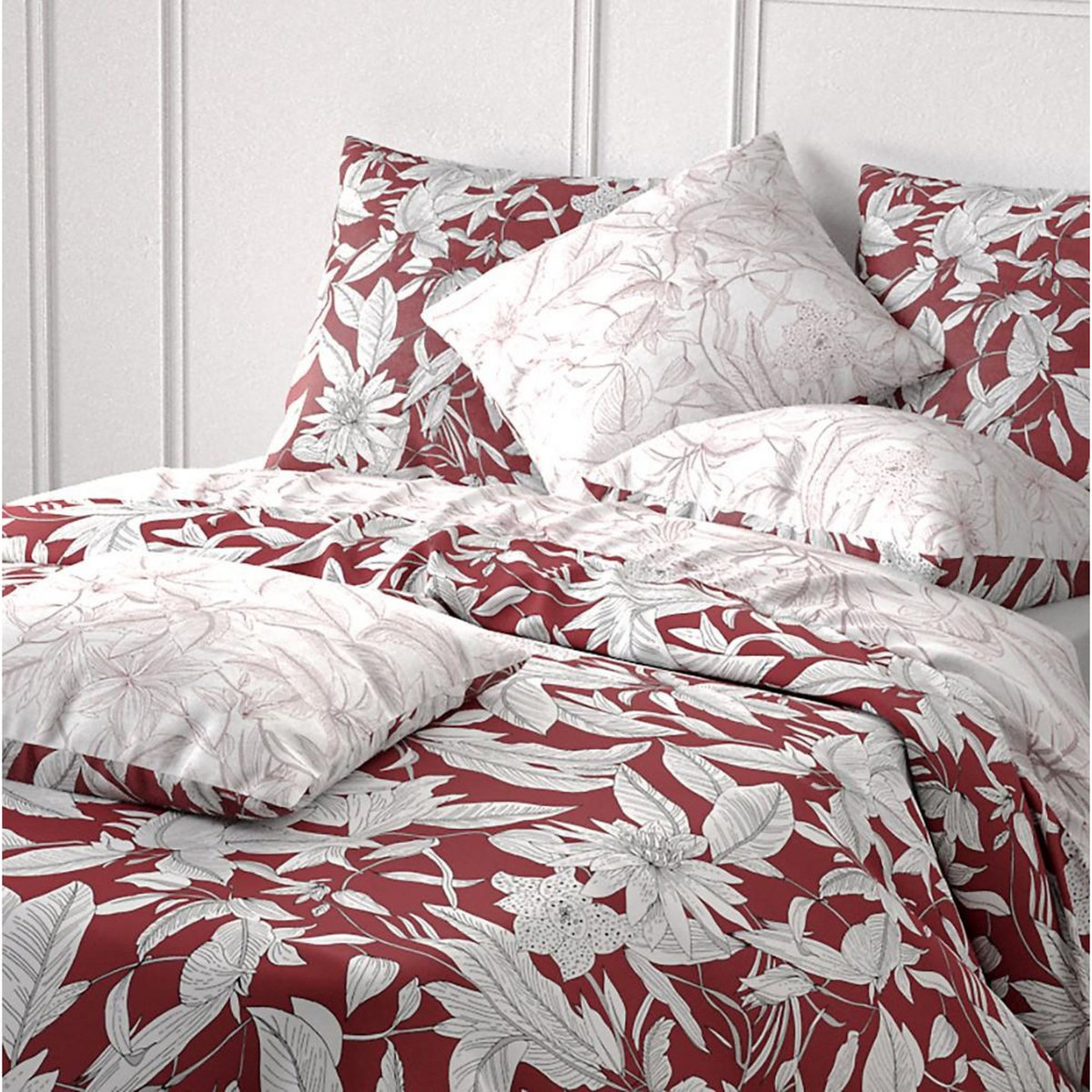 ATELIER DU COTON Parure housse de couette 100% coton 71 fils bonheur reversible