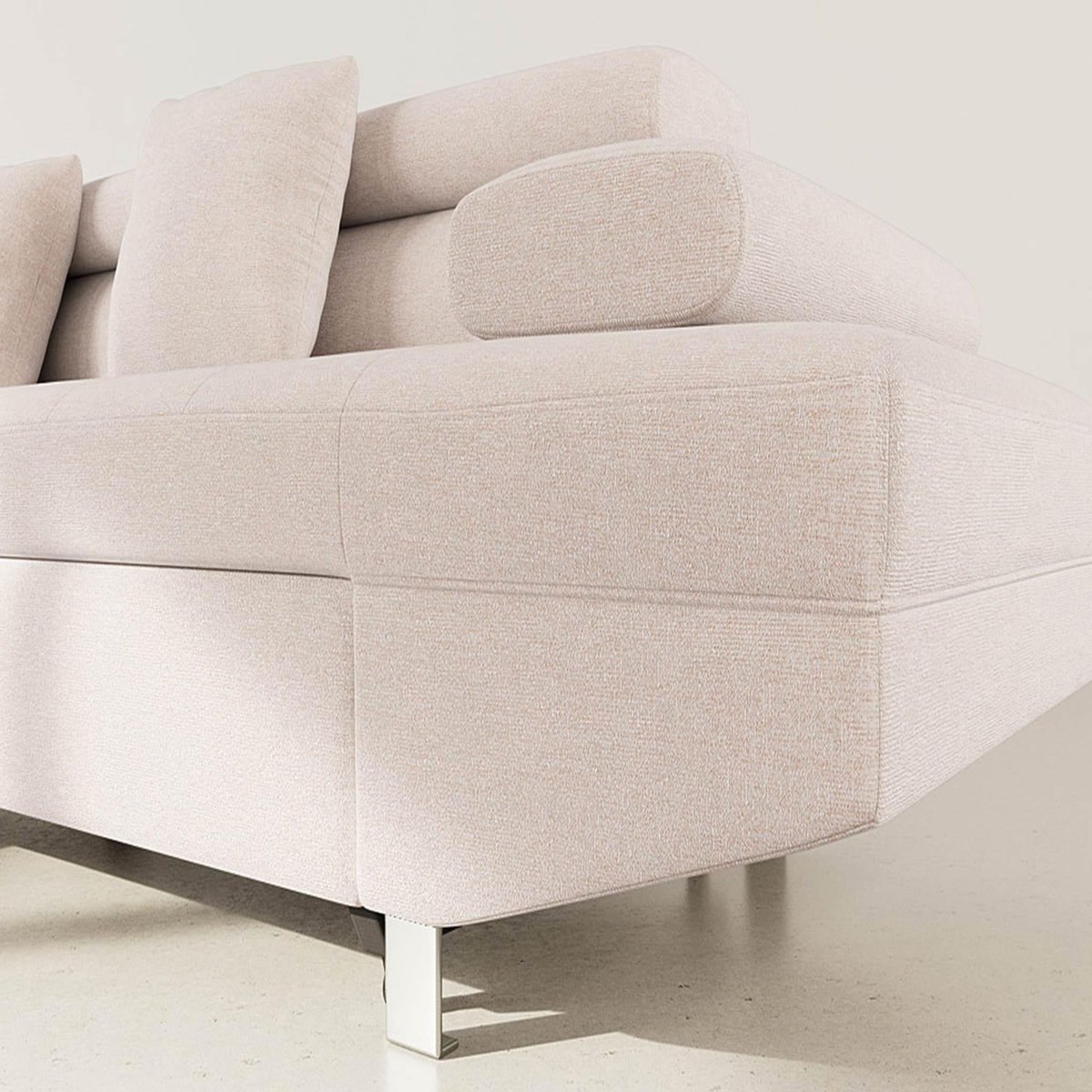 BEST MOBILIER Margaux - canapé d'angle gauche 5 places convertible avec coffre et têtières réglables en velours texturé