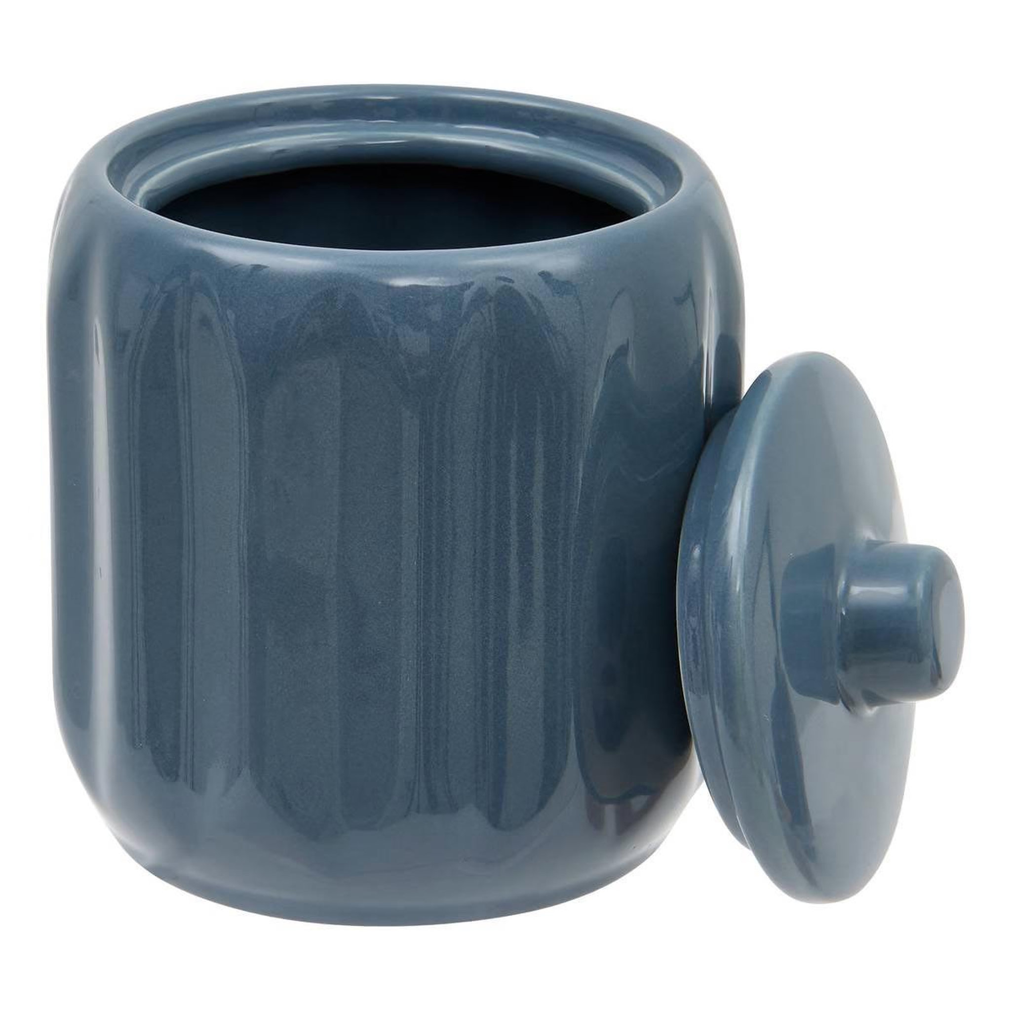 Voir la diapositive 2 : FIVE Pot à cotons en grès  suny colorama  12cm bleu