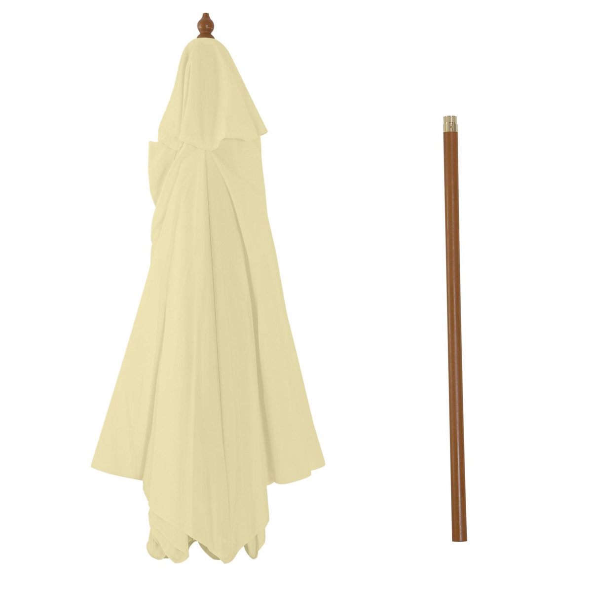 OUTSUNNY Outsunny Parasol droit hexagonal grande taille de jardin Ø 2,5 x 2,3H m bois de bambou crème