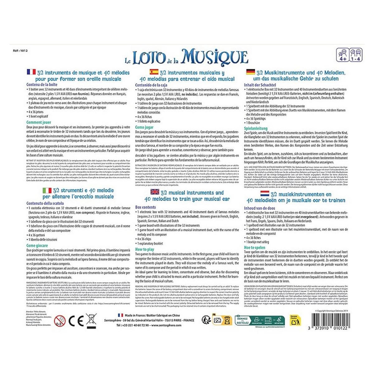 Sentosphere le loto de la musique jeu de societe