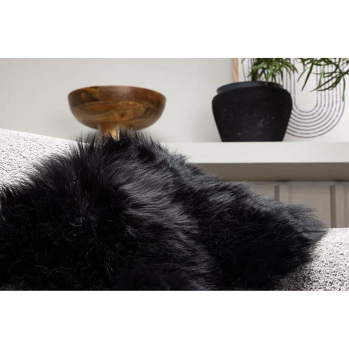 Paris Prix Tapis Imitation Fourrure  Katy  60x90cm Noir