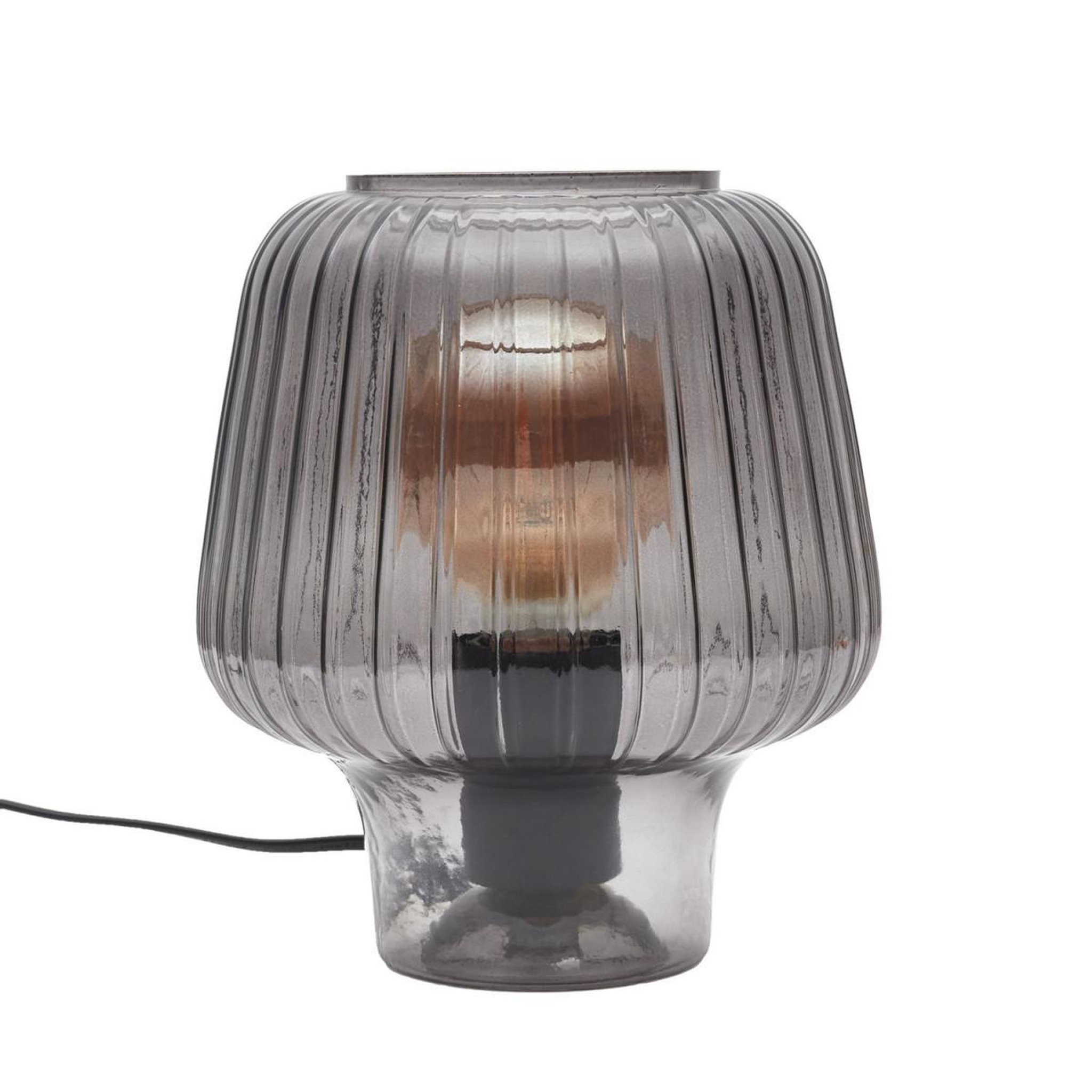 Voir la diapositive 2 : The Home Deco Factory Lampe à poser verre fumé  champignon  21cm noir
