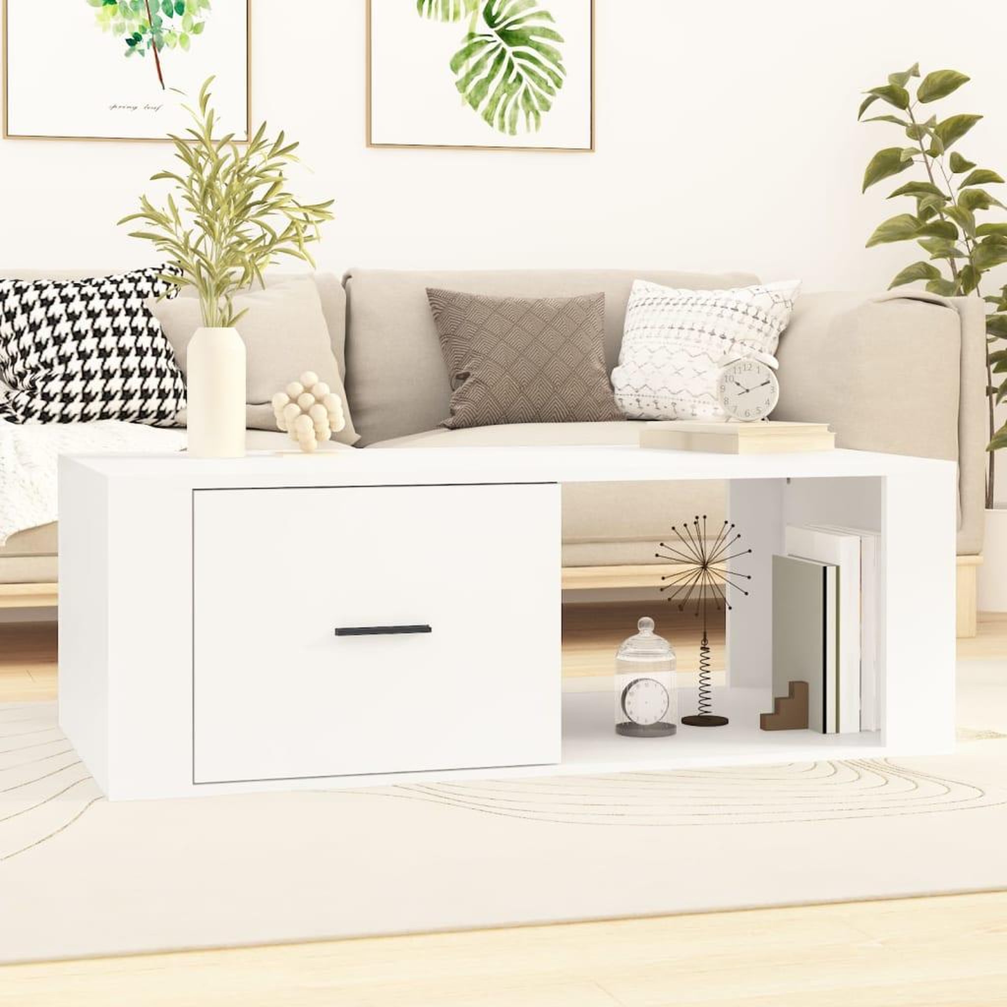 Voir la diapositive 1 : VIDAXL Table basse Blanc 100x50,5x35 cm Bois d'ingenierie