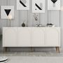 Voir la diapositive 2 : CONCEPT USINE Buffet 4 portes design arrondi crème 180x81cm LISTER