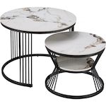 Habitat et Jardin Lot de 2 tables basses gigognes en céramique  Ombre  - 70 x 70 x 45 cm - Blanc