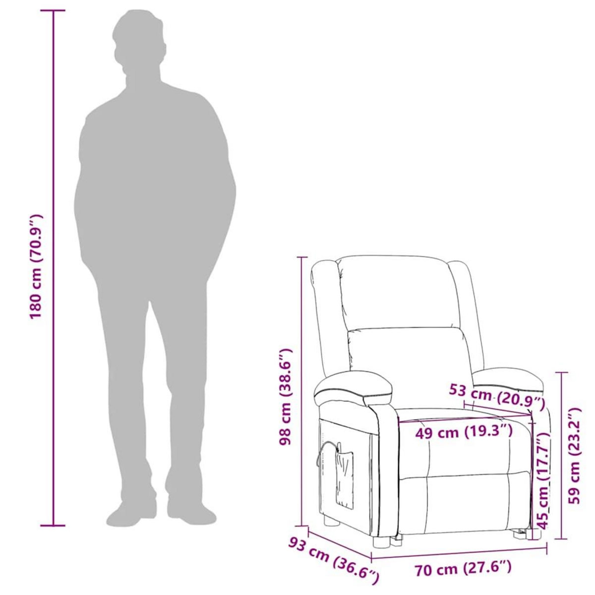 VIDAXL Fauteuil de massage Gris fonce Tissu