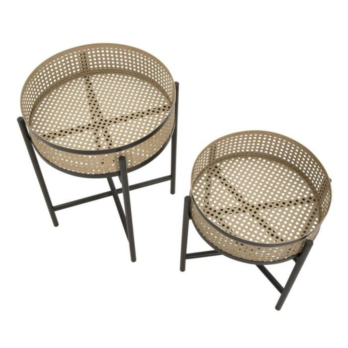 Paris Prix Lot de 2 Tables d'Appoint  Fuji  50cm Noir & Naturel