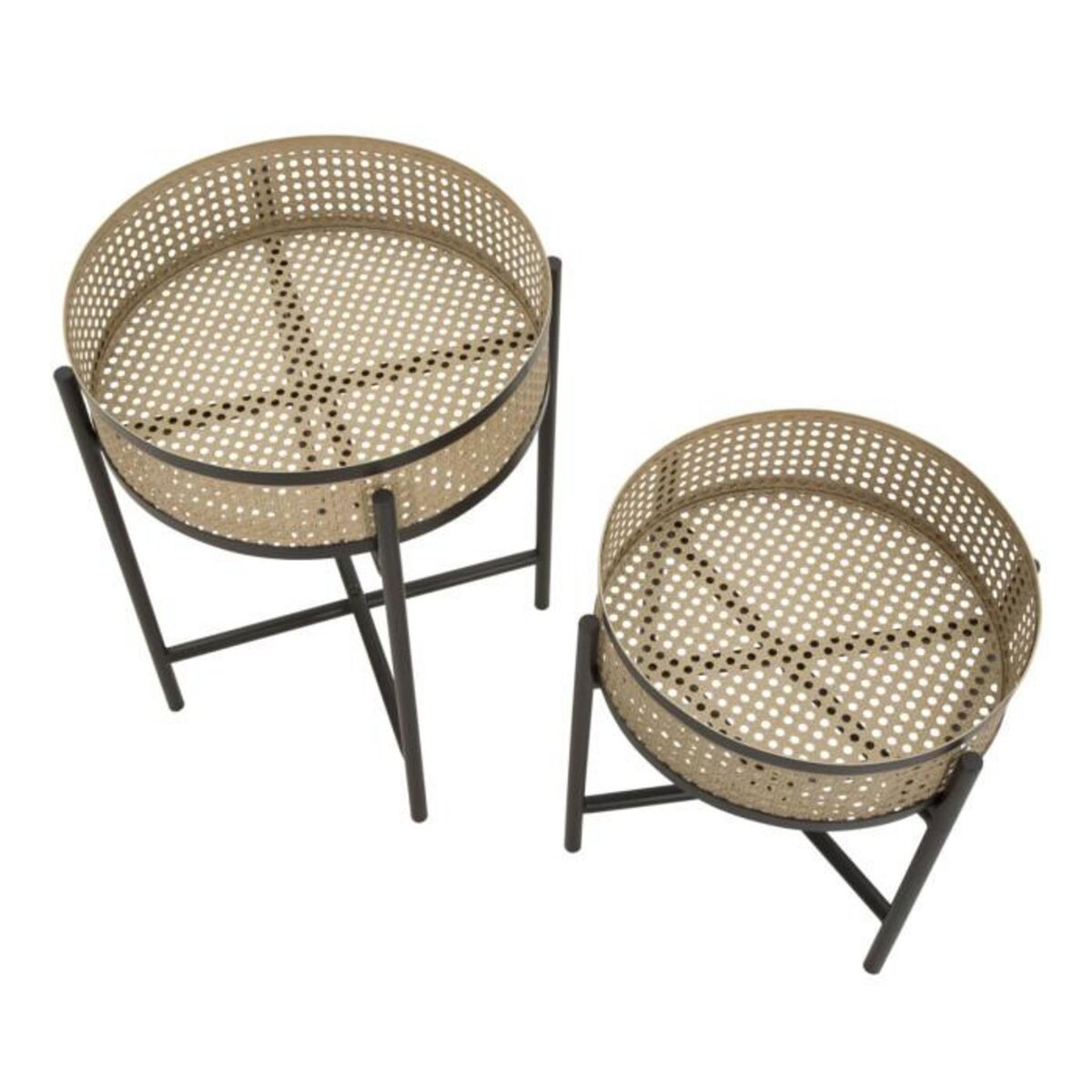 Paris Prix Lot de 2 Tables d'Appoint  Fuji  50cm Noir & Naturel