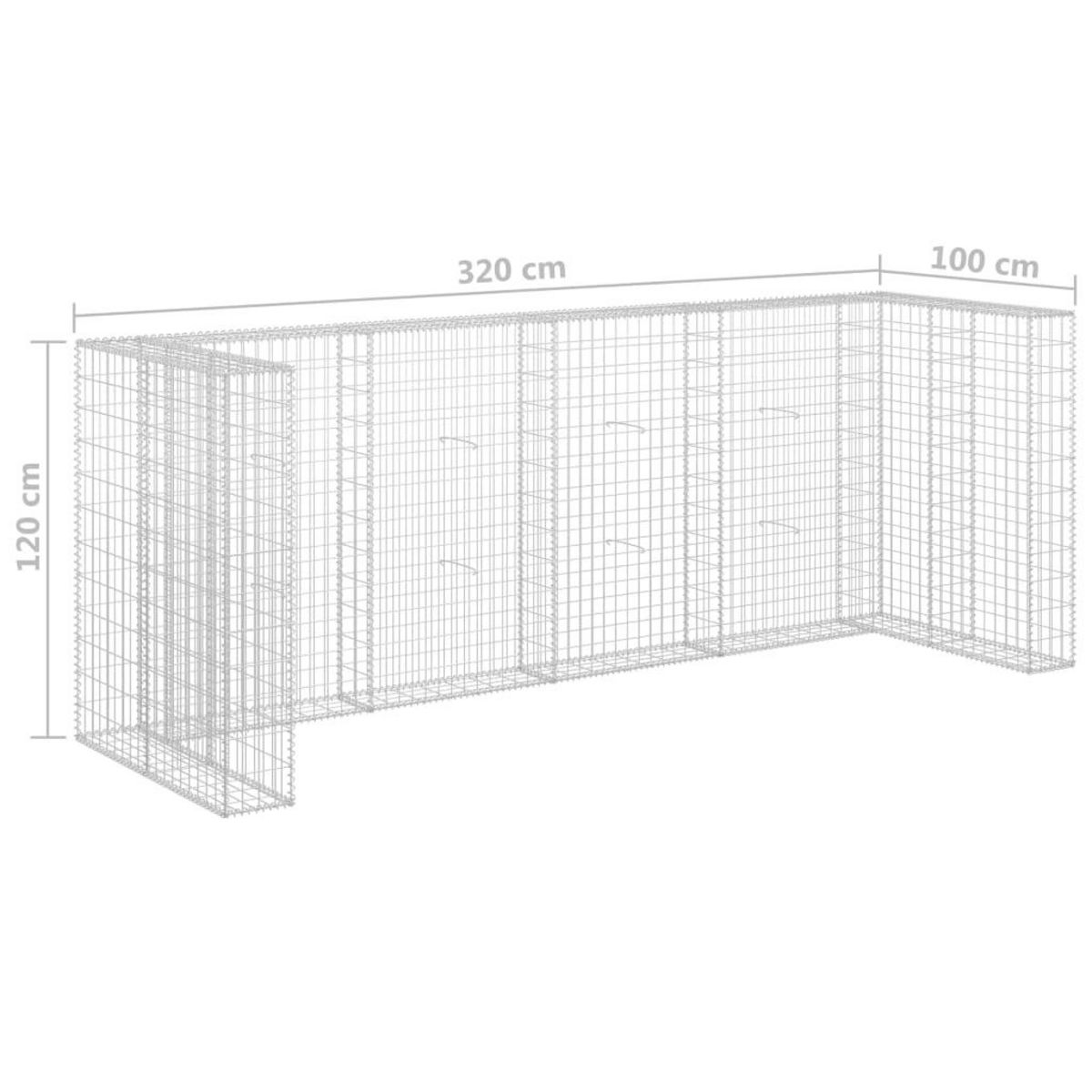 VIDAXL Mur en gabion pour poubelles Acier galvanise 320x100x120 cm
