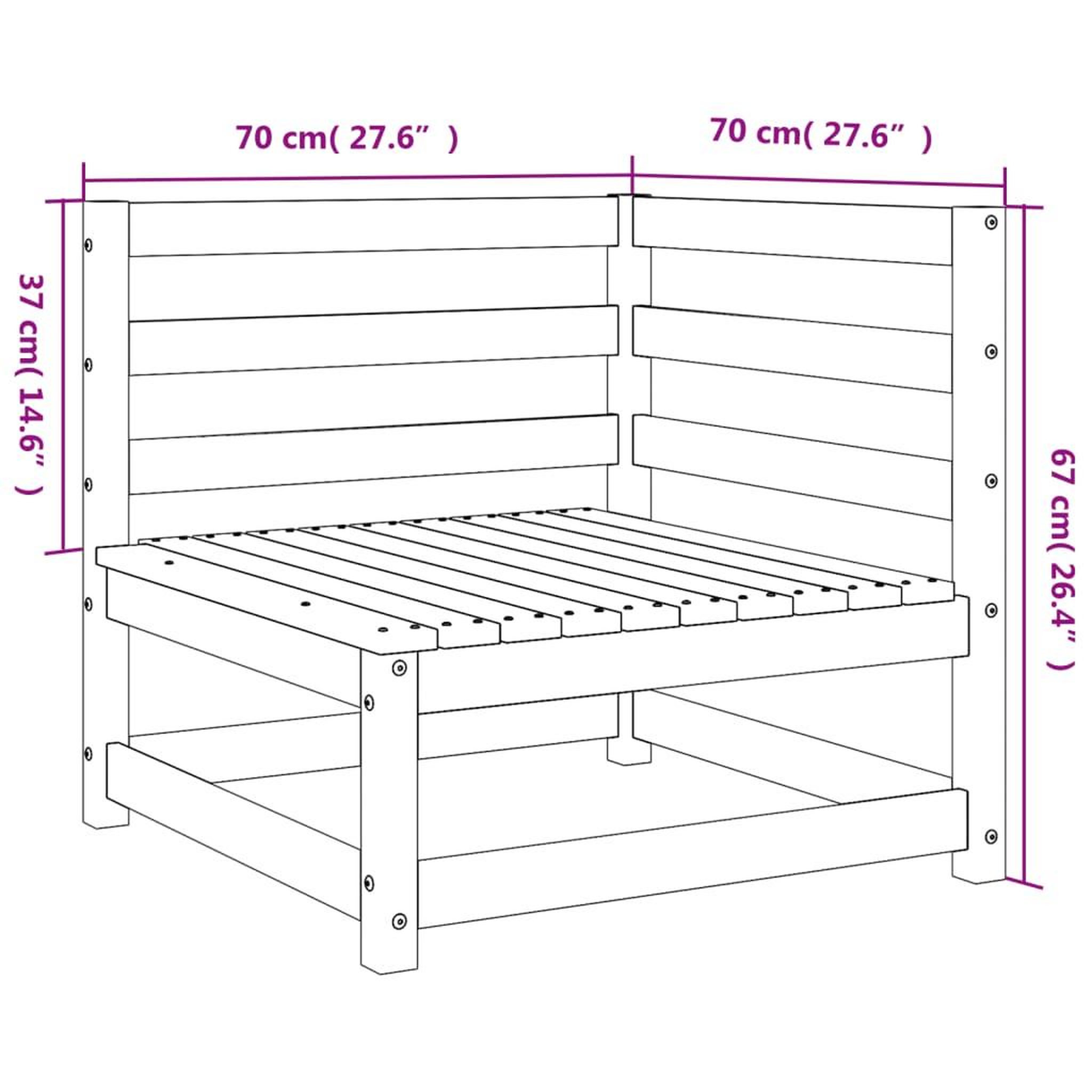 Voir la diapositive 6 : VIDAXL Canape d'angle de jardin 70x70x67 cm bois massif douglas