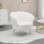 HOMCOM Fauteuil coquillage fauteuil design dim. 79L x 77l x 77H cm pieds dorés effilés revêtement effet laine bouclée