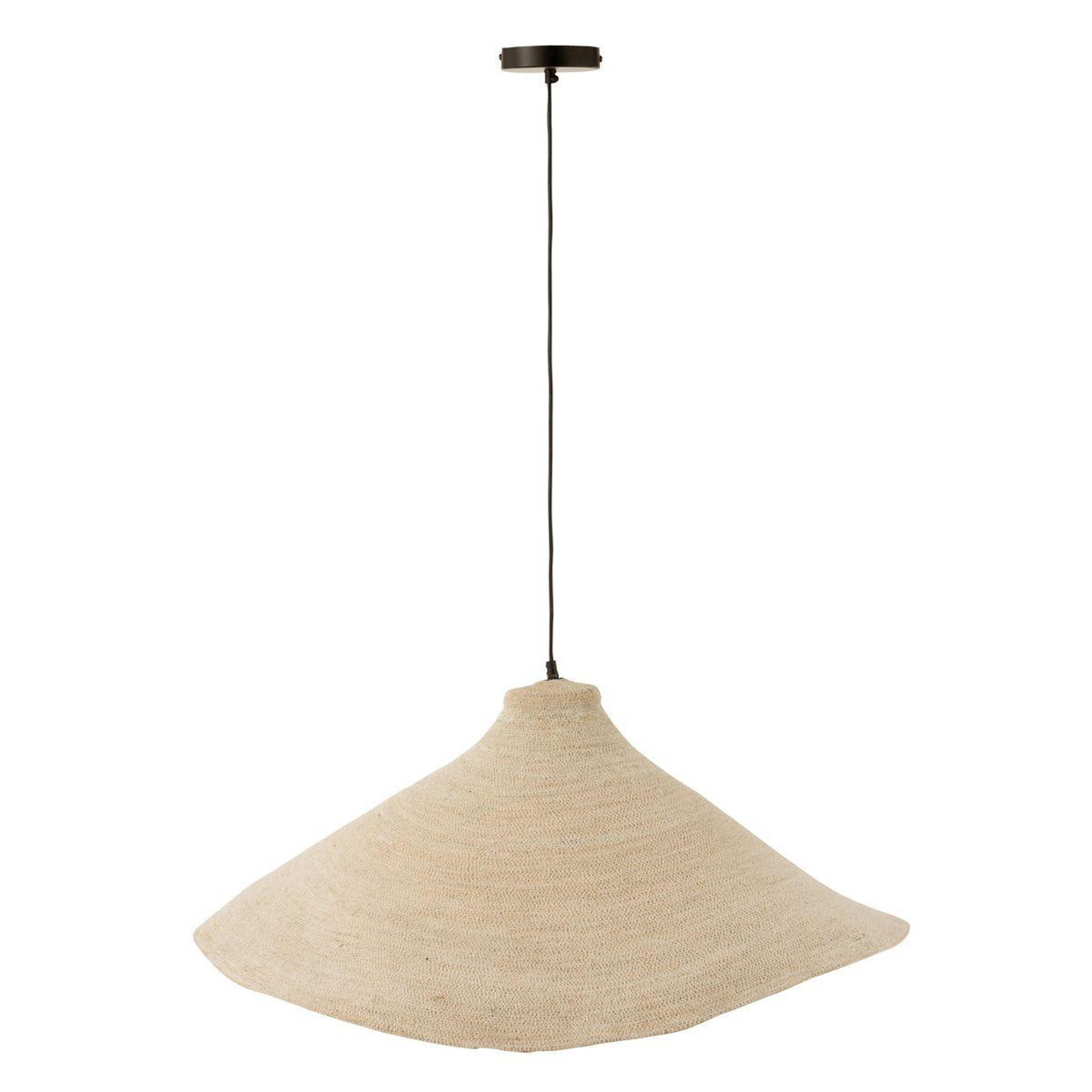 J-LINE Lampe Suspension en Jonc  Cône  82cm Blanc