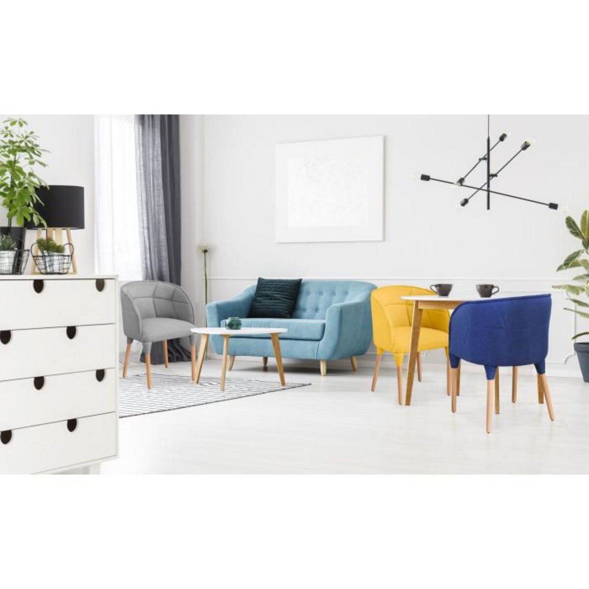 Paris Prix Chaise Design en Tissu  Daniel  82cm Gris Clair