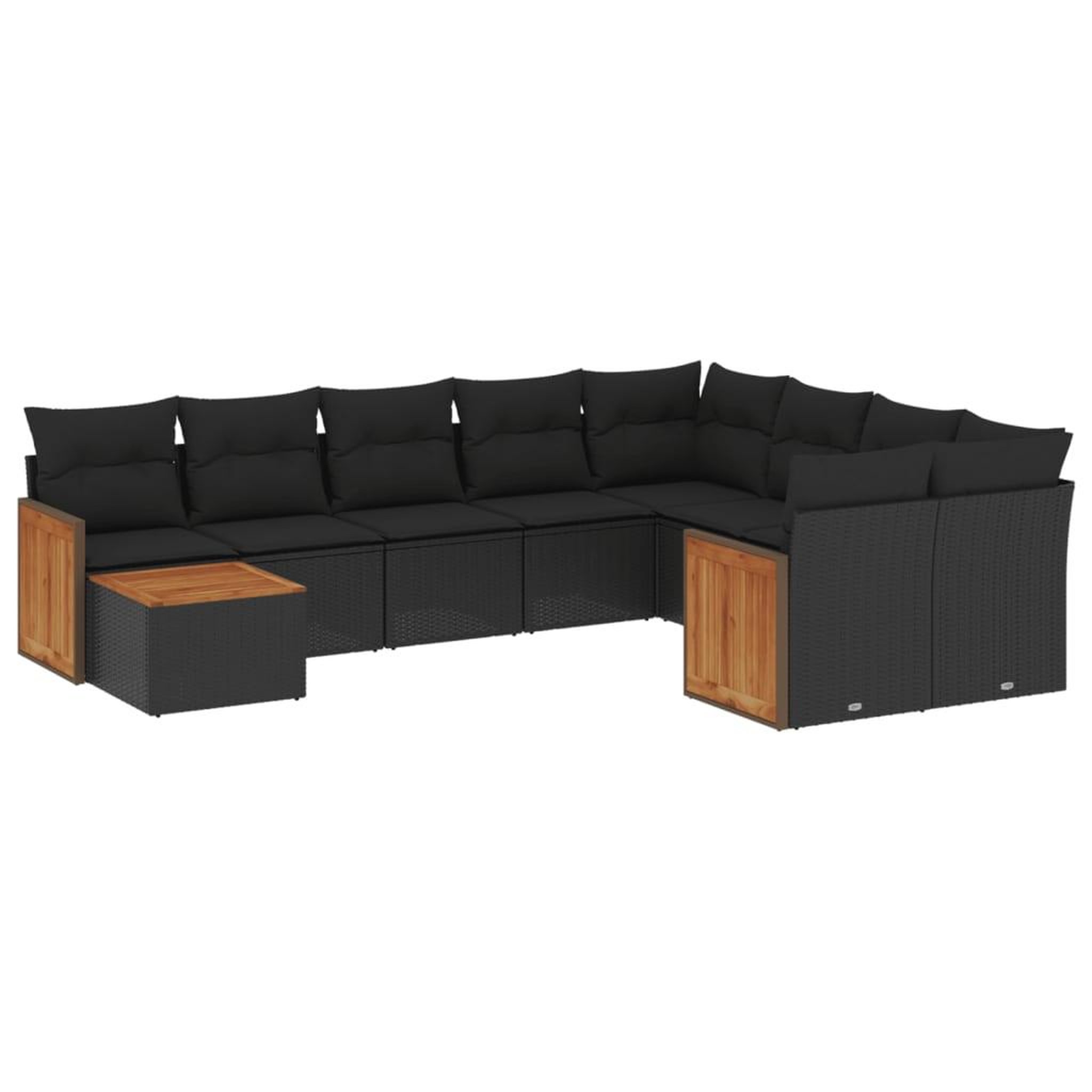 Voir la diapositive 2 : VIDAXL Salon de jardin 10 pcs avec coussins noir resine tressee