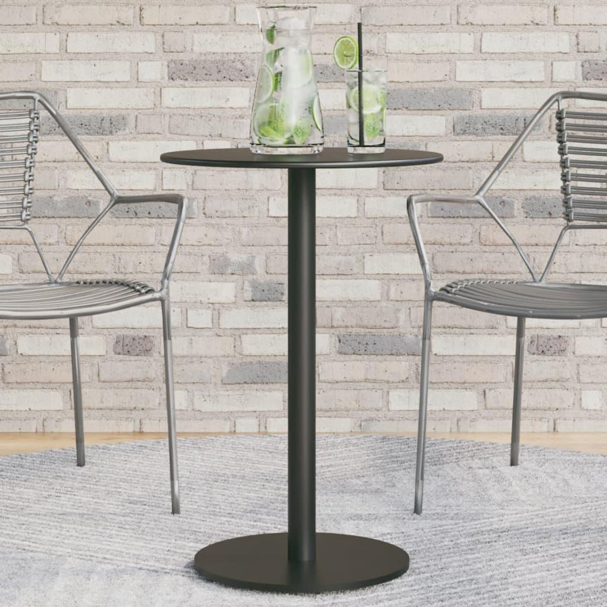 VIDAXL Table de jardin ronde noir Ø50x72 cm acier