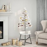 VIDAXL Arbre de Noël en bois pour décoration blanc 100 cm pin massif