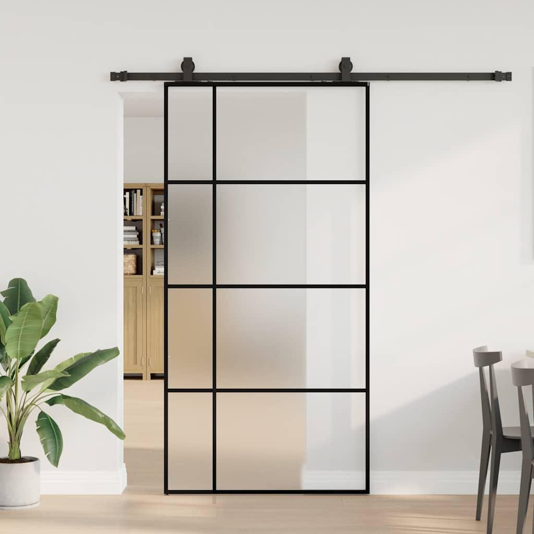 VIDAXL Porte coulissante kit de quincaillerie noir 102,5x205 cm