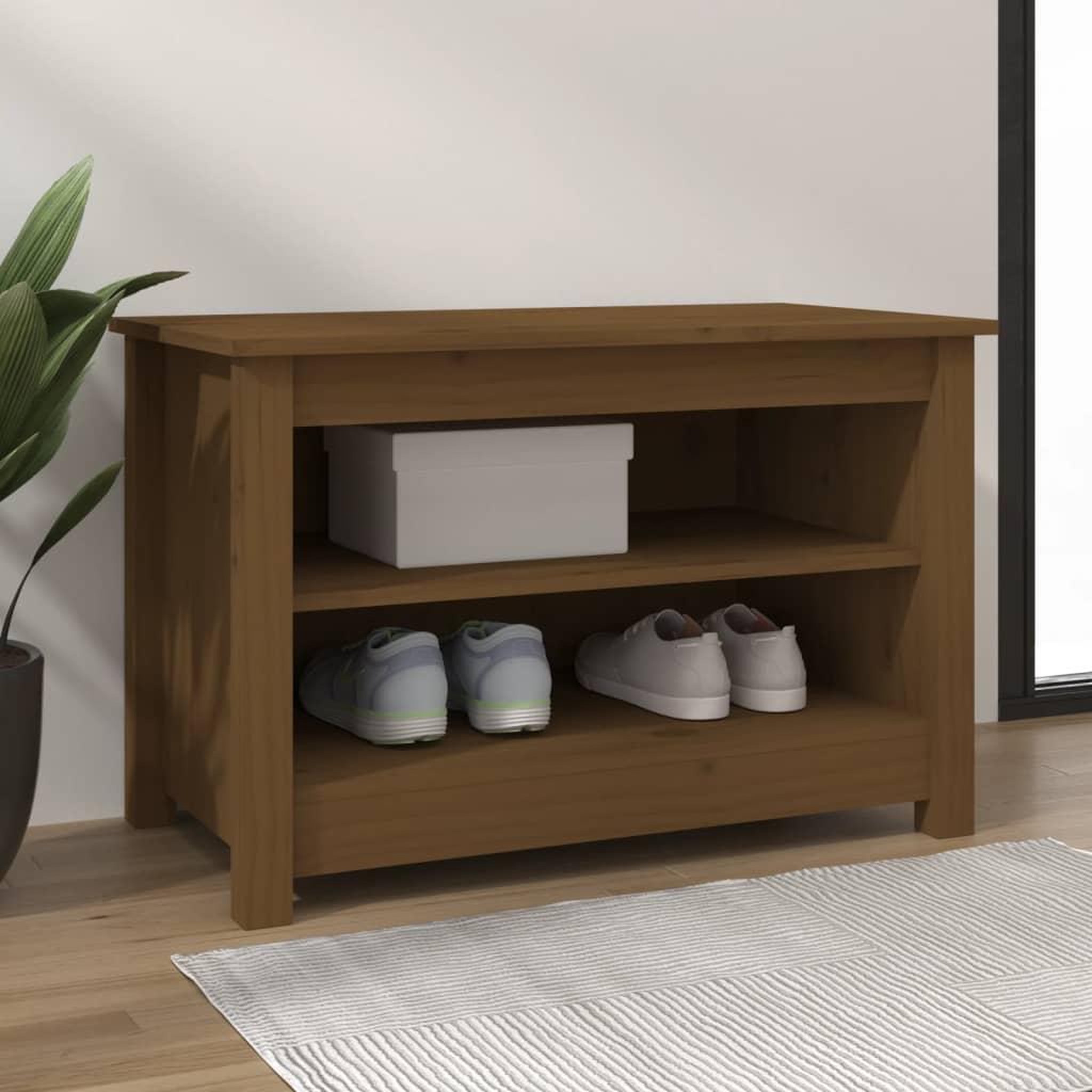 Voir la diapositive 1 : VIDAXL Banc a chaussures Marron miel 70x38x45,5 cm Pin massif