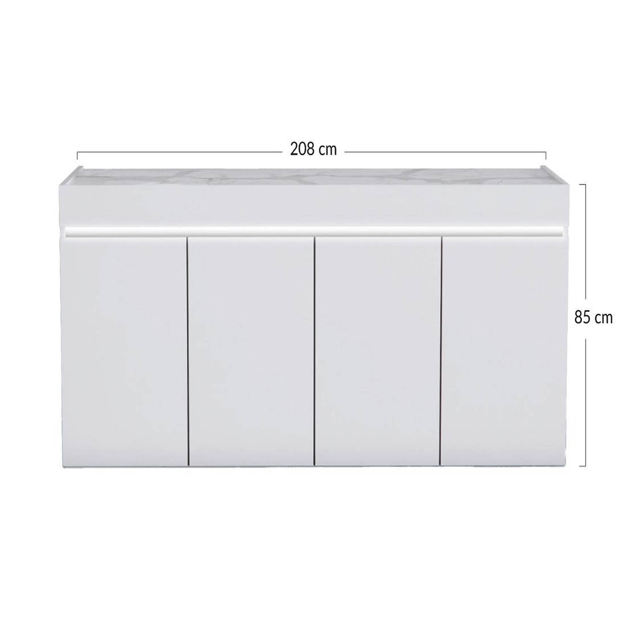 Voir la diapositive 4 : LISA DESIGN Amaury - buffet bas - blanc - plateau effet marbre - 208 cm