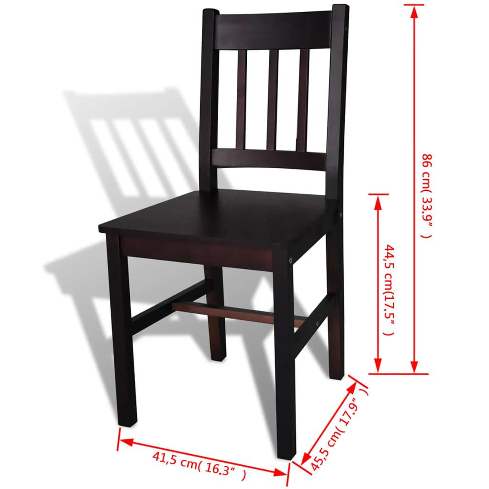 Voir la diapositive 6 : VIDAXL Chaises a manger lot de 4 marron fonce pinede