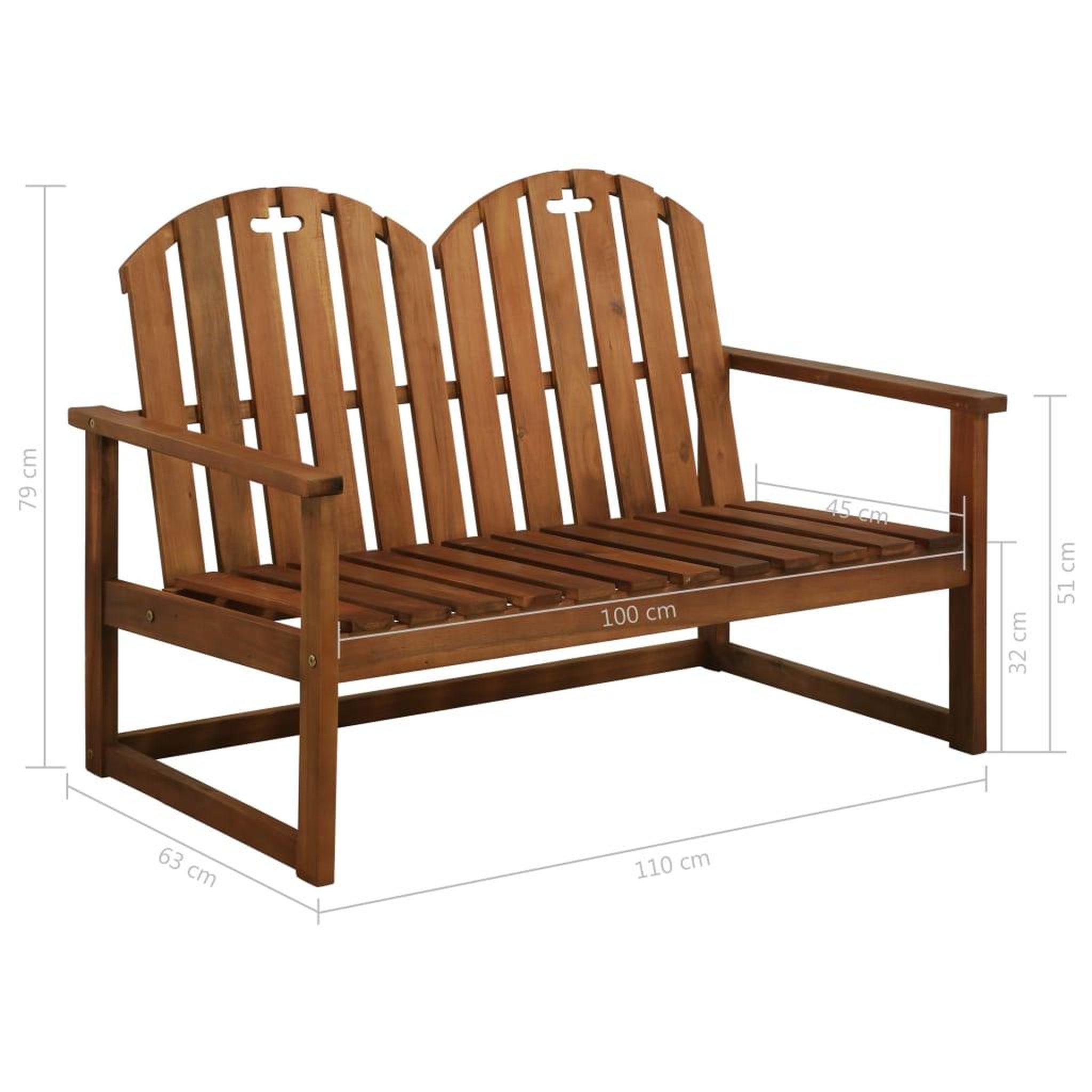Voir la diapositive 6 : VIDAXL Banc de jardin 110 cm Bois d'acacia solide