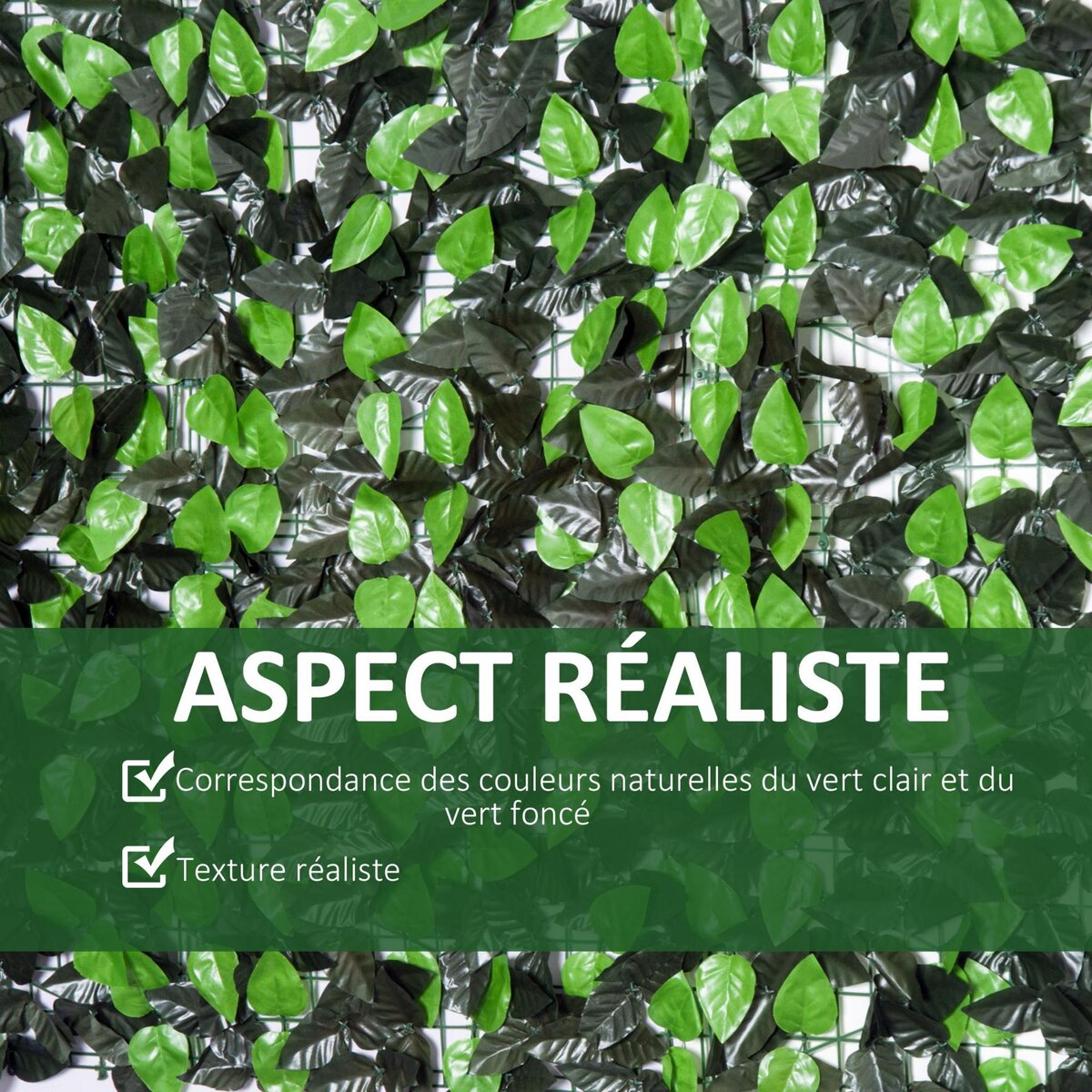 OUTSUNNY Haie artificielle feuilles de laurier - treillis extensible - brise-vue canisse végétale feuillage réaliste dim. 3L x 1H m PE anti-UV vert