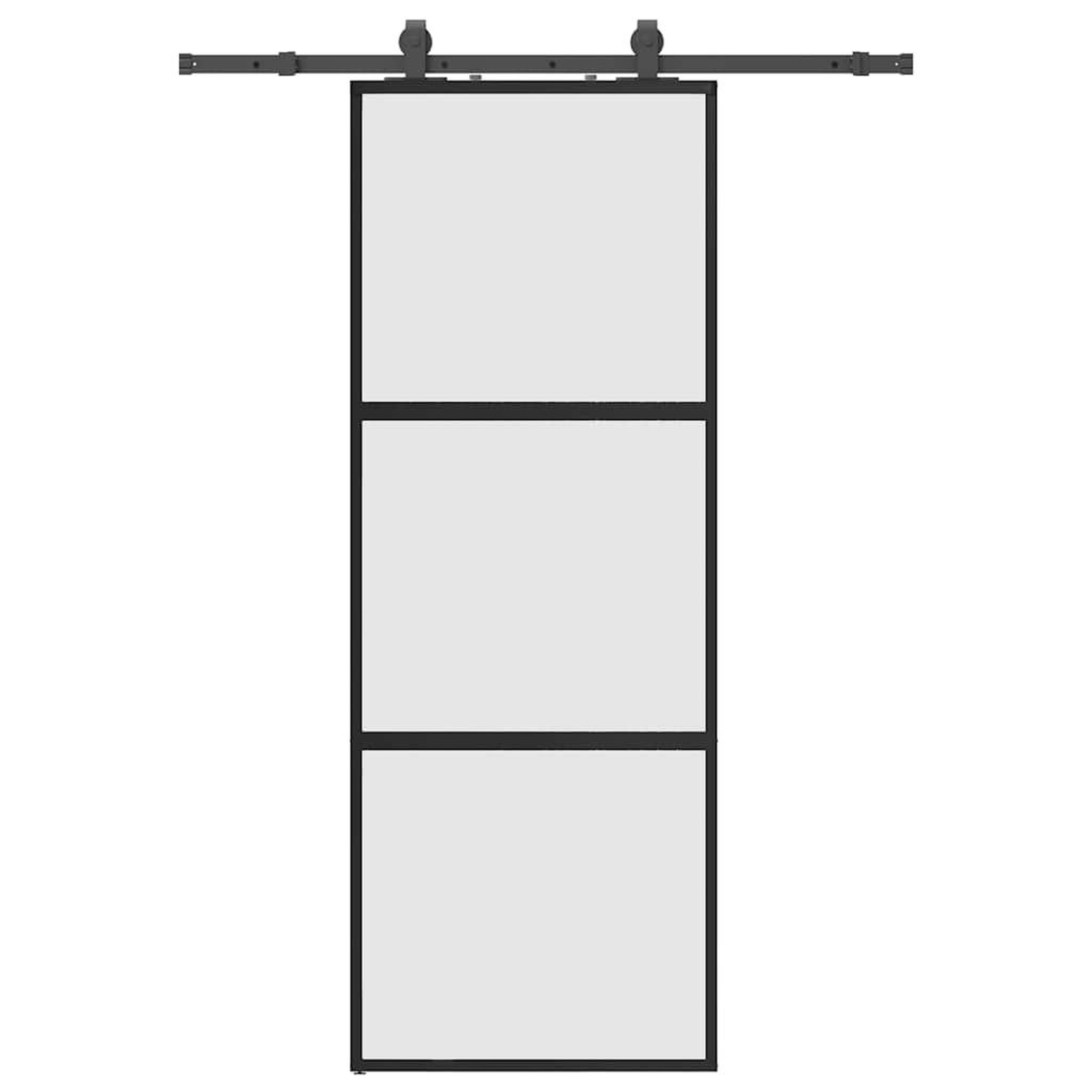 Voir la diapositive 2 : VIDAXL Porte coulissante kit quincaillerie noir 76x205 cm verre trempe