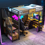 Voir la diapositive 5 : MERAX Lit mezzanine 90x200 cm coloris noir led métal