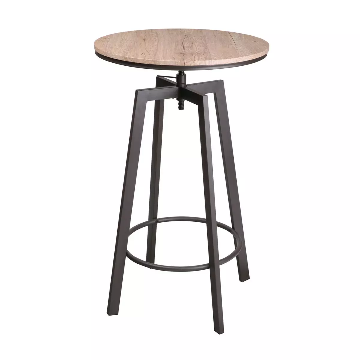 DIVERS Table haute ronde design industriel Factory - Diam. 60 x H. 93 cm - Marron