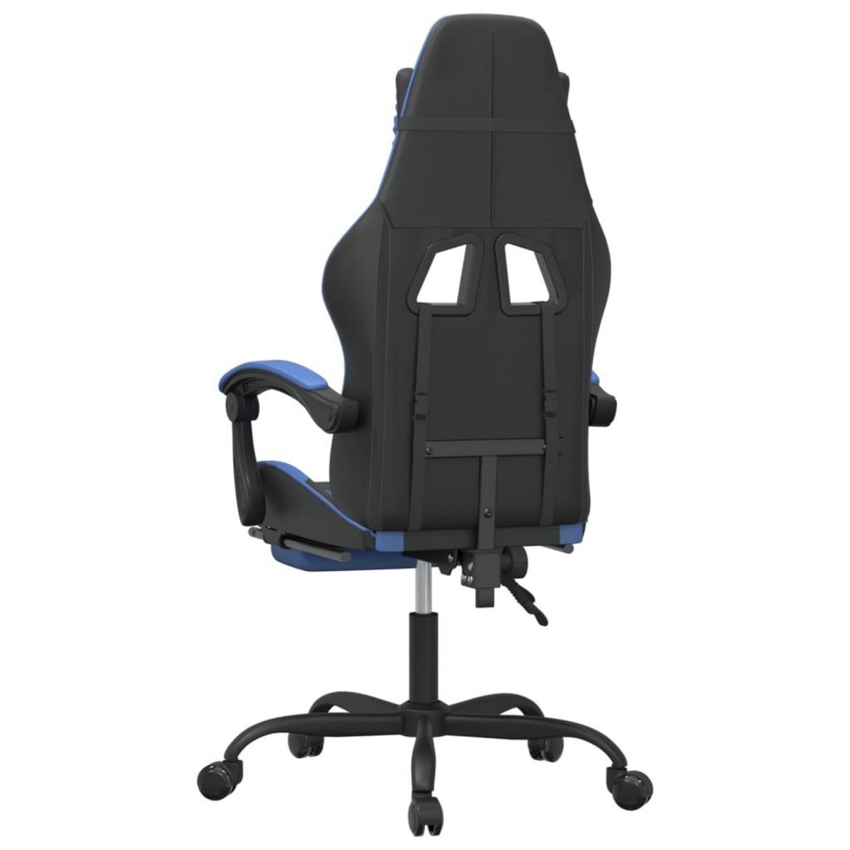 VIDAXL Chaise de jeu pivotante et repose-pied Noir et bleu Similicuir