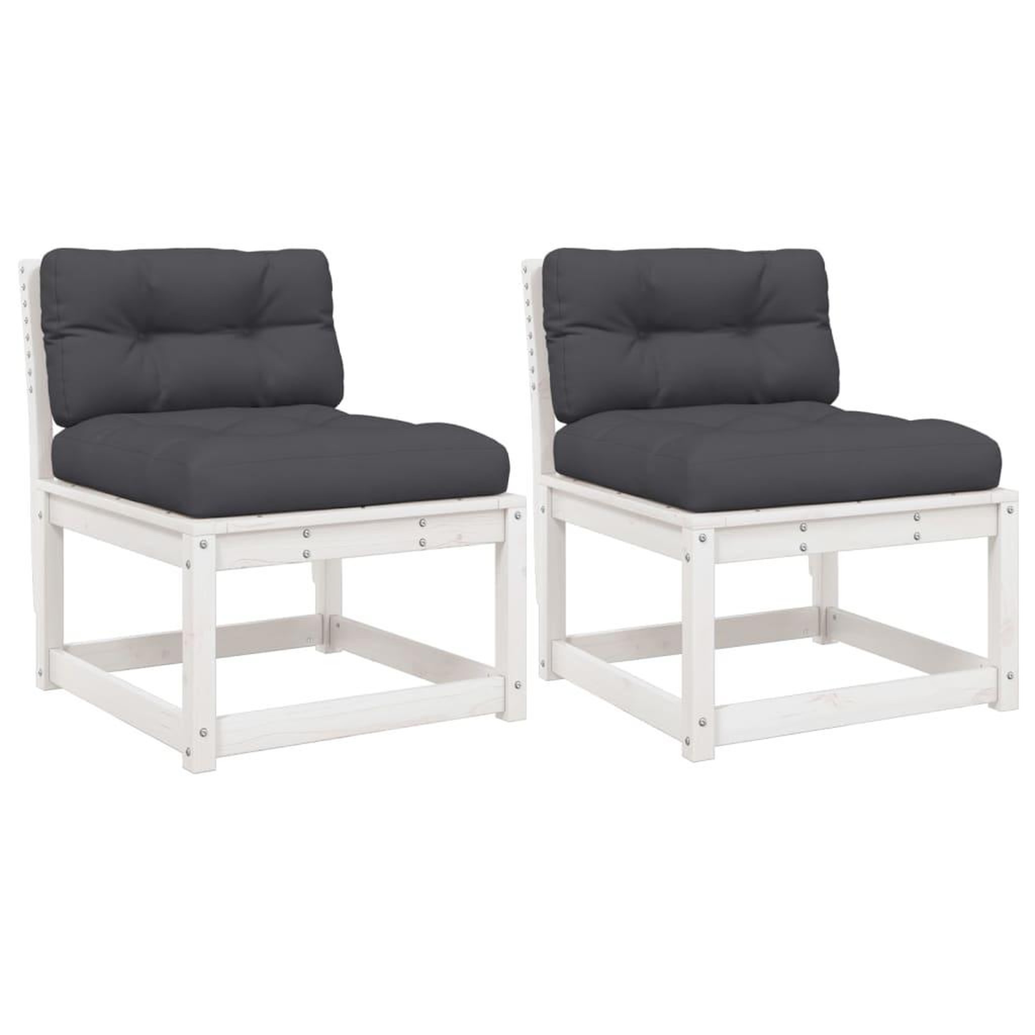 Voir la diapositive 2 : VIDAXL Canapes de jardin avec coussins 2pcs blanc bois de pin massif