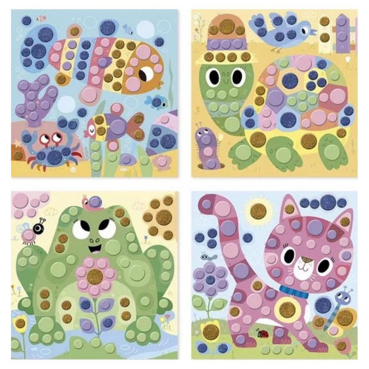 Juratoys-Janod Gommettes Rondes Colorées pour Enfants de 4 Ans - Activité Manuelle Créative