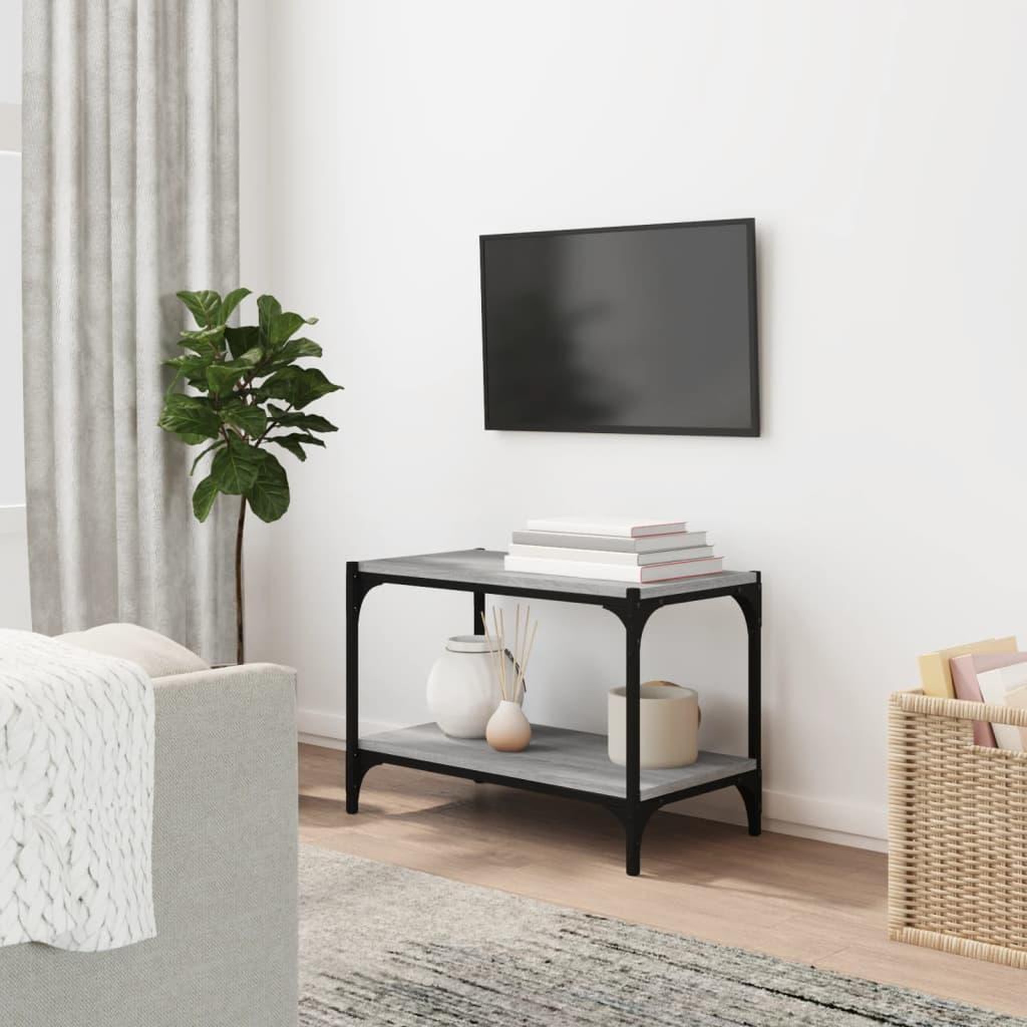 Voir la diapositive 1 : VIDAXL Meuble TV Sonoma gris 60x33x41 cm Bois d'ingenierie et acier