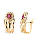 L'ATELIER D'AZUR Boucles d'Oreilles Or 18 Carats 750 Jaune Rubis et Zirconiums - Collection Panthère