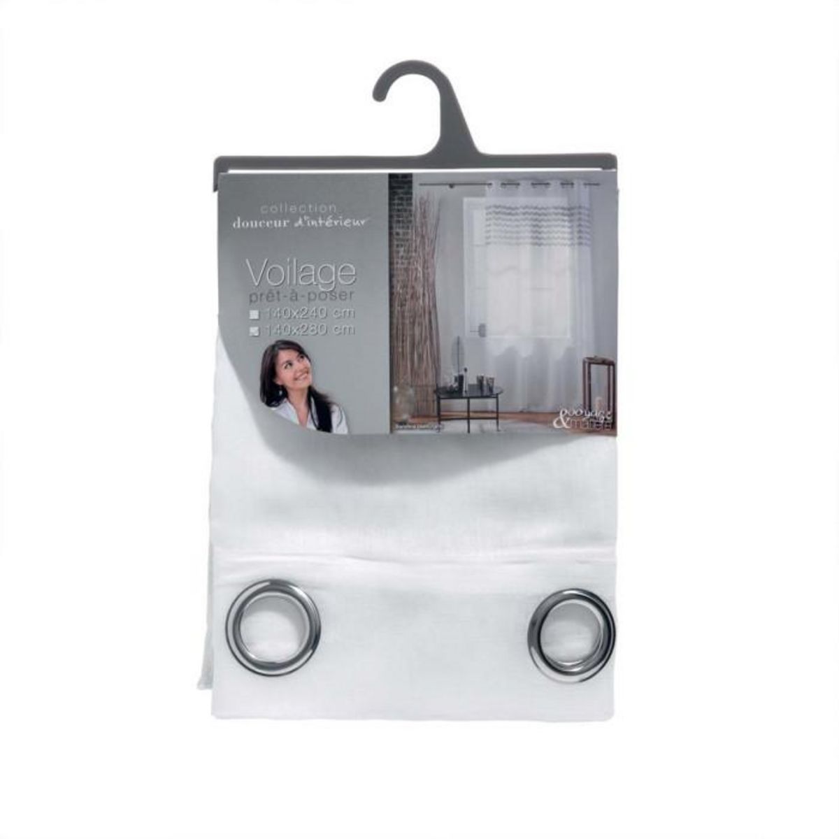 Paris Prix Rideau Voilage à Œillets  Sandina  140x280cm Gris