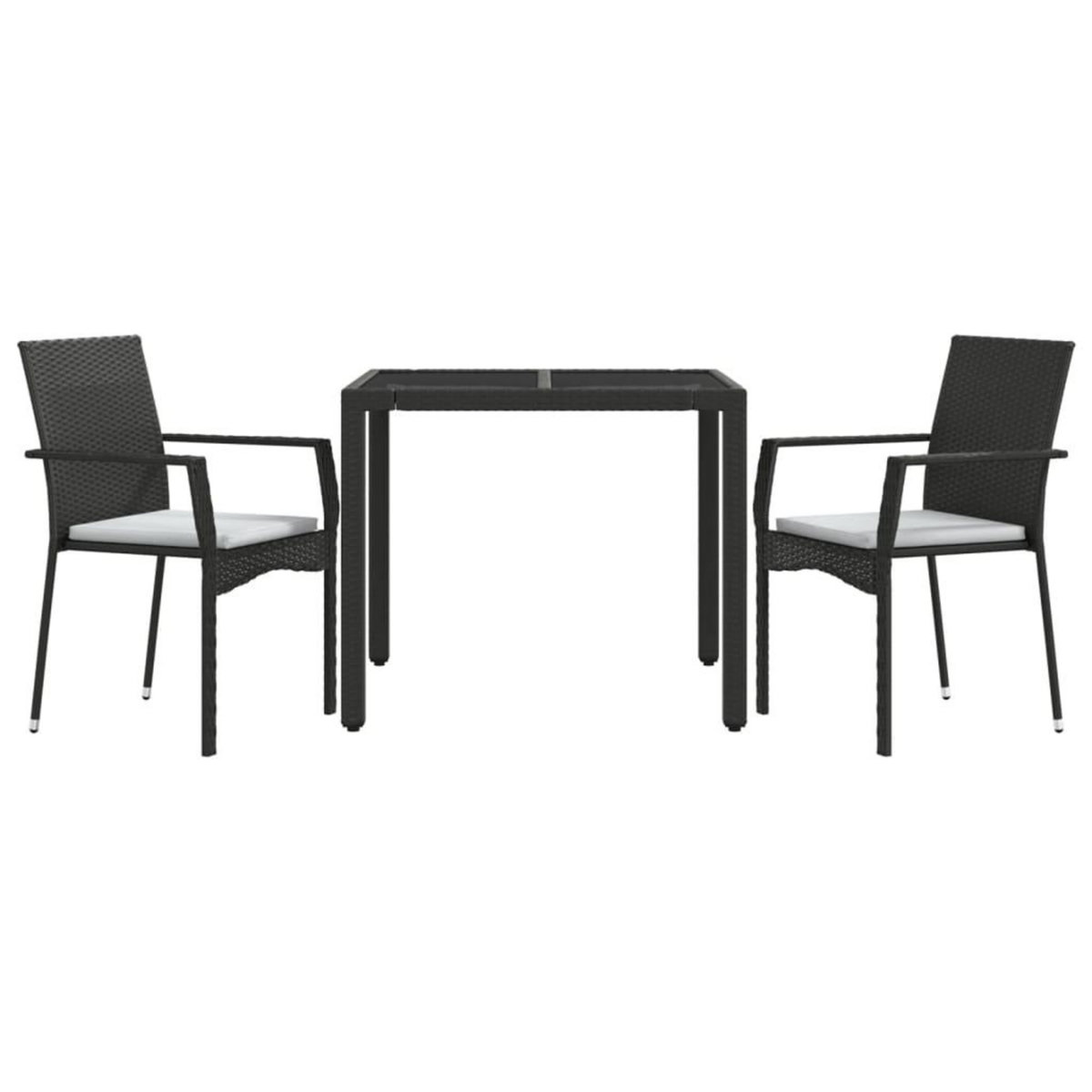 VIDAXL Ensemble a manger de jardin avec coussins 3 pcs Noir
