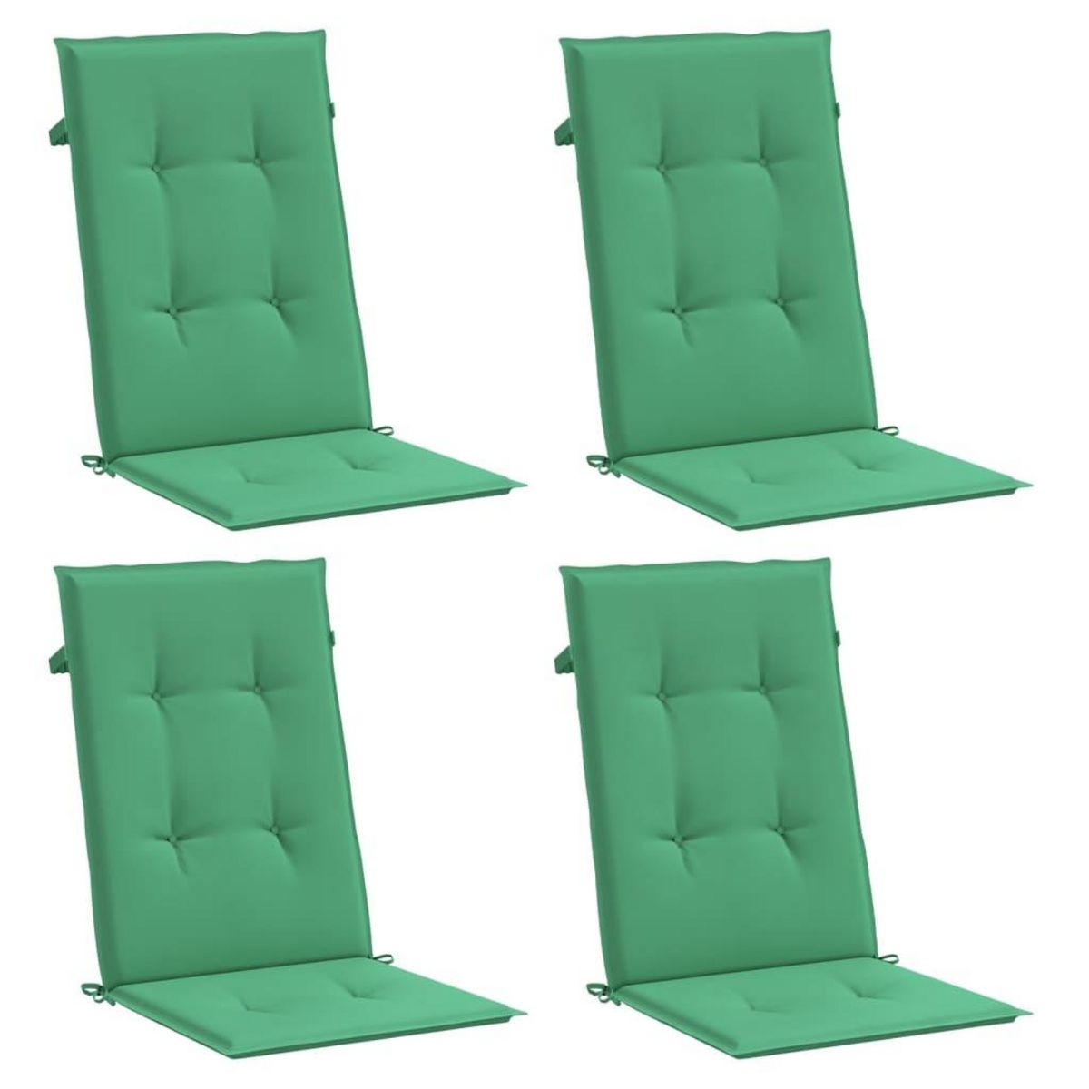VIDAXL Coussins de chaise de jardin a dossier haut lot de 4 vert tissu