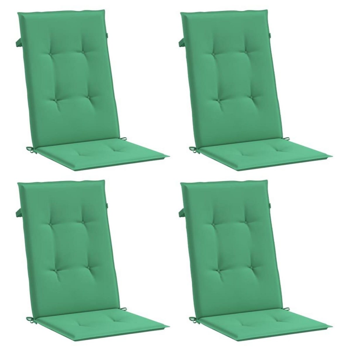VIDAXL Coussins de chaise de jardin a dossier haut lot de 4 vert tissu