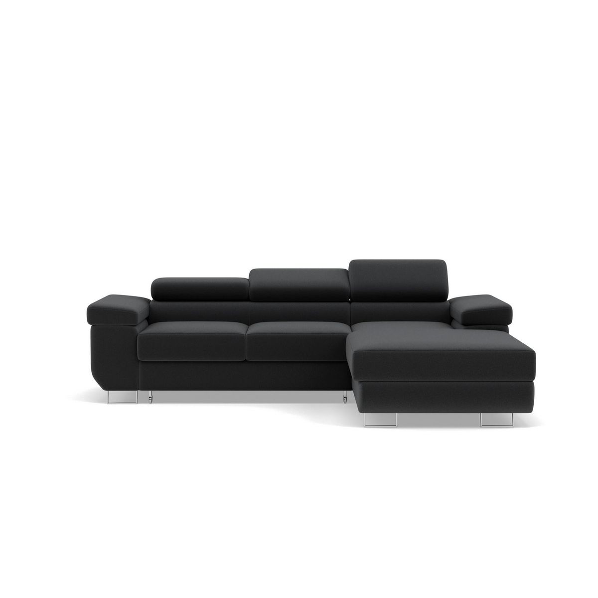 BEST MOBILIER Pablo - canapé d'angle droit - 6 places - convertible avec coffre et têtières réglables - en velours