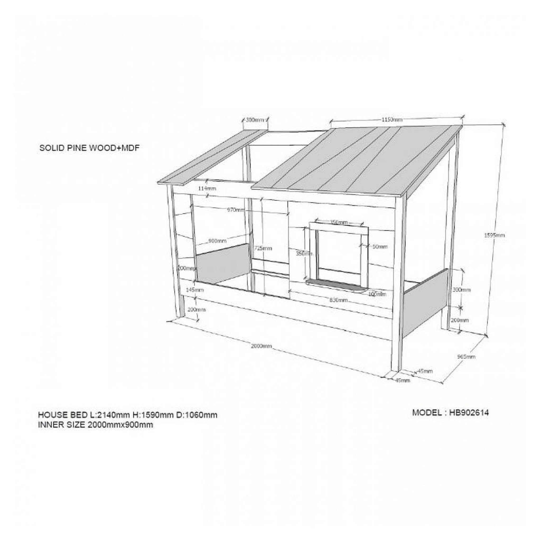 Voir la diapositive 4 : Paris Prix Pack - lit cabane enfant & rideaux  housebed ii  90x200cm blanc