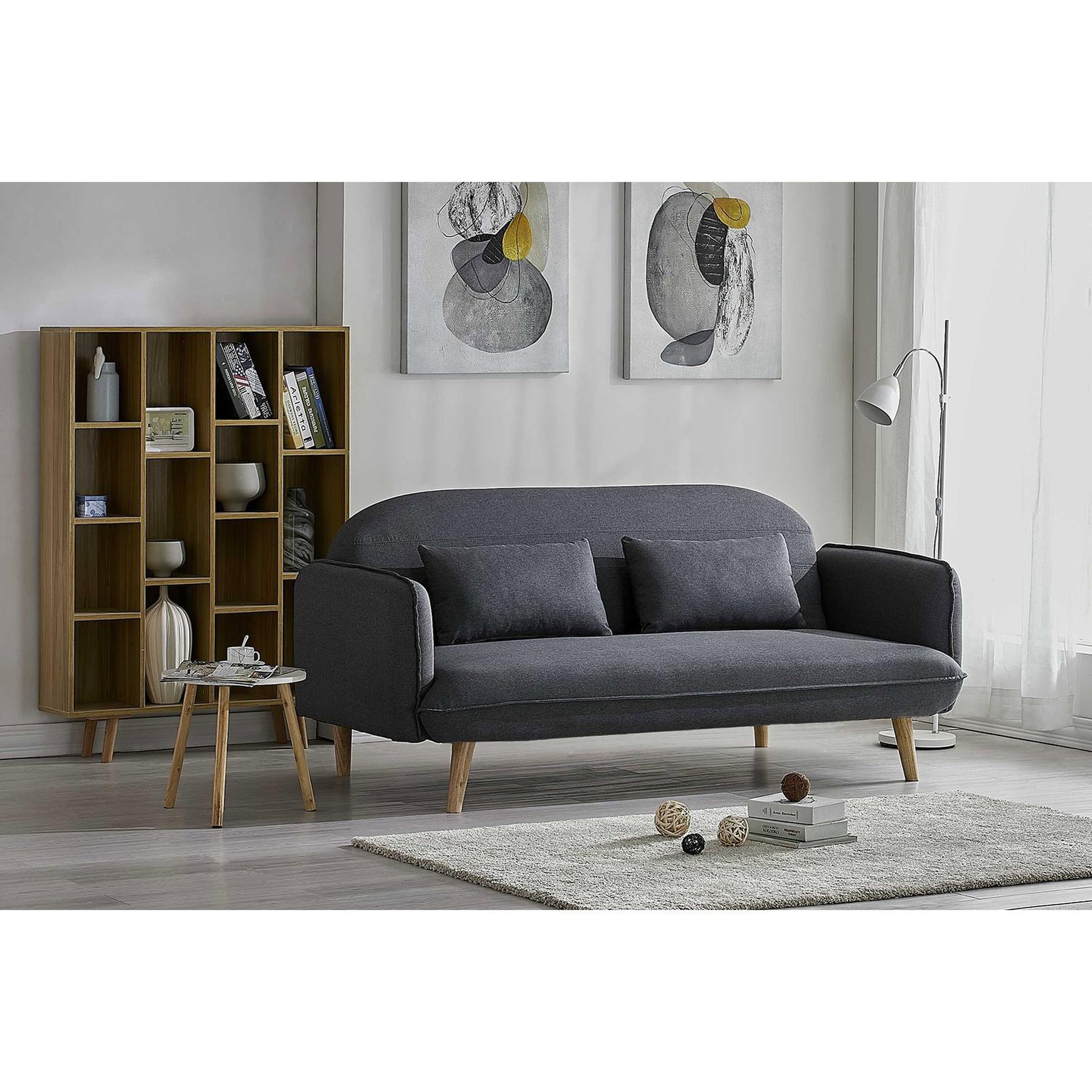 Voir la diapositive 4 : CONCEPT USINE Canapé convertible 3 places en tissu gris sotchi