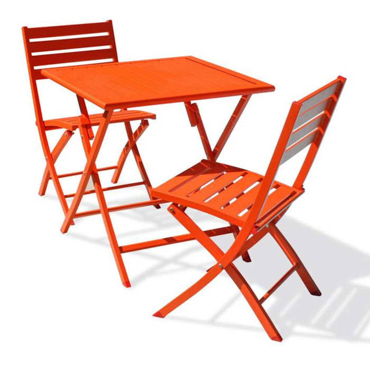 Paris Prix Ensemble Table de Jardin Pliante & 2 Chaises  Marius  70cm Orange