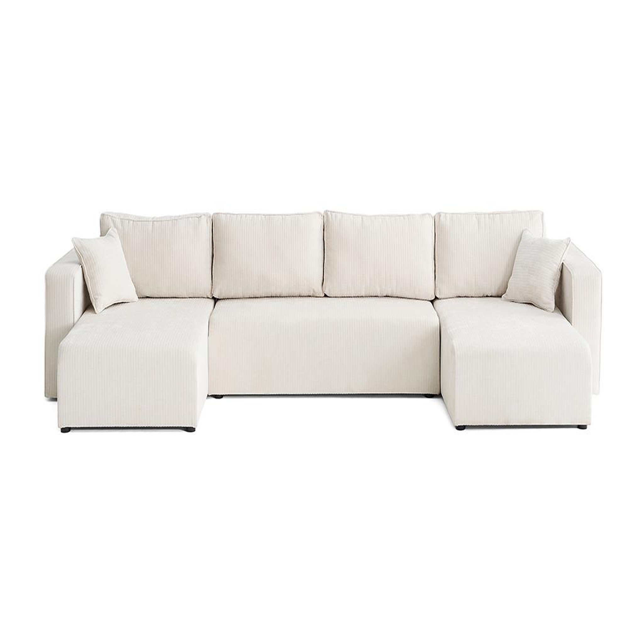 Voir la diapositive 1 : BEST MOBILIER Topaze - canapé panoramique en u - 7 places - convertible avec coffre - en velours côtelé plat