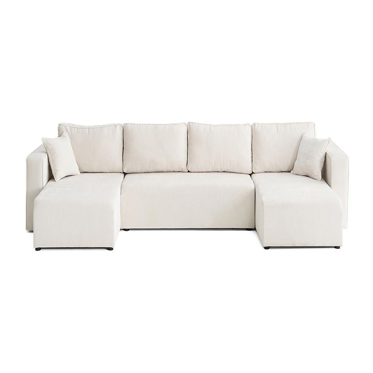 BEST MOBILIER Topaze - canapé panoramique en u - 7 places - convertible avec coffre - en velours côtelé plat