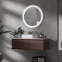 KLEANKIN Miroir rond lumineux LED de salle de bain Ø 70 cm mural avec éclairage 3 couleurs interrupteur tactile système antibuée 35W blanc argent