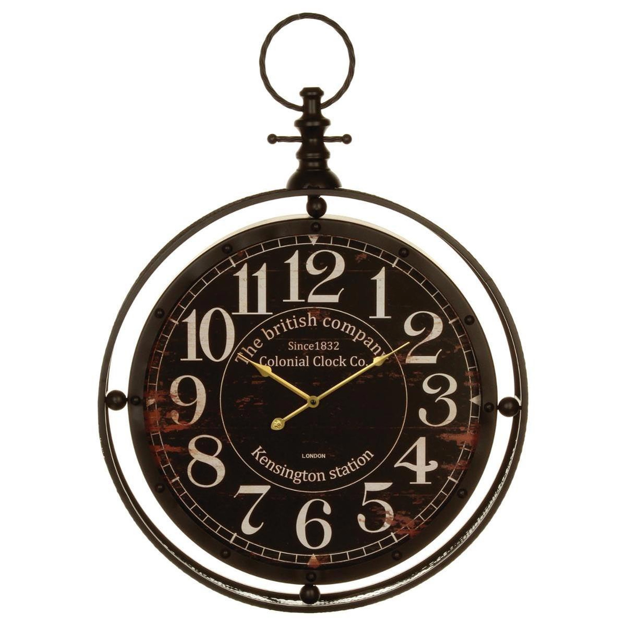 Voir la diapositive 1 : ATMOSPHERA Pendule Murale Métal  Gousset  60cm Noir